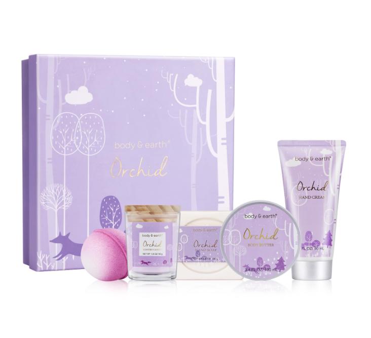 Bath and Body Gift Set for Women, Body & Earth, Bubble Bath, Body Lotion, Scented Candle, Spa Kit, Christmas Gifts-Body Care Lavender