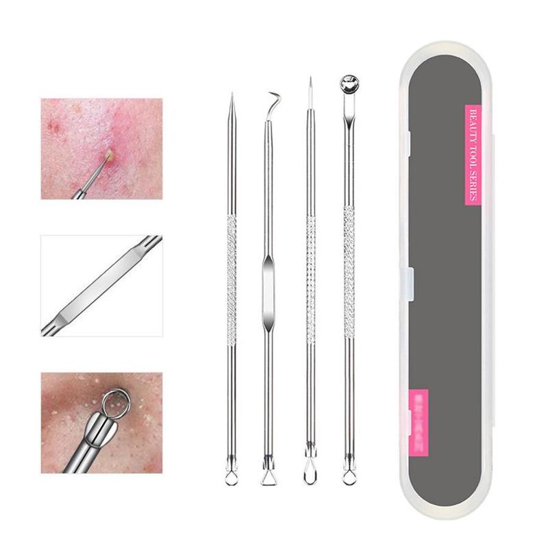 Portable Acne Removal Kit with Storage Case, 4  7 Counts Blackhead Remover, Professional Comedo Pimple Blemish Remover Skin Care Tools for Women