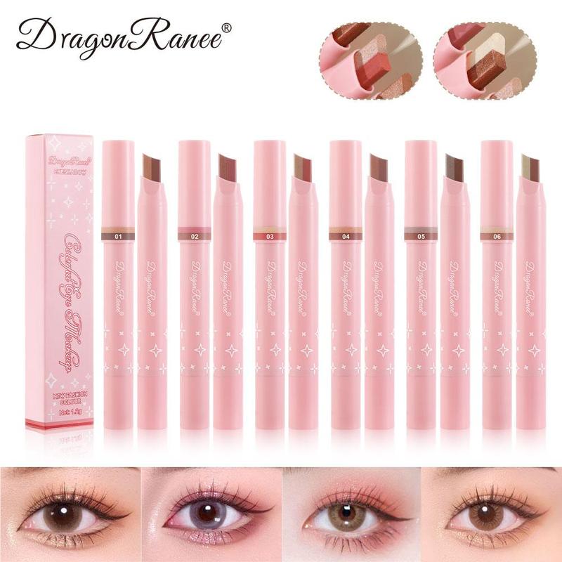 2 Color Eyeshadow Stick (1 Box), Matte & Glitter Eye Shadow Pen, Long Lasting Eye Makeup Tool for Women & Girls