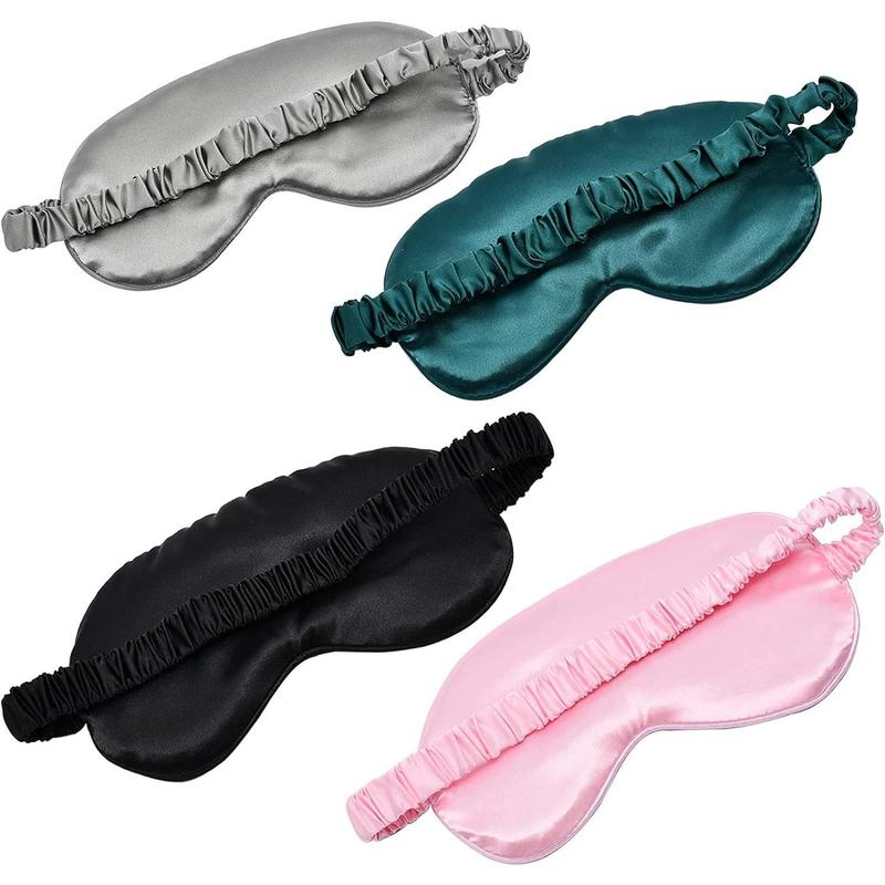 Sleep Mask 4 Pack Silk Eye Cover Soft Satin Blindfold Elastic Strap Night Eyeshade Travel Nap for Women Men Eye Mask