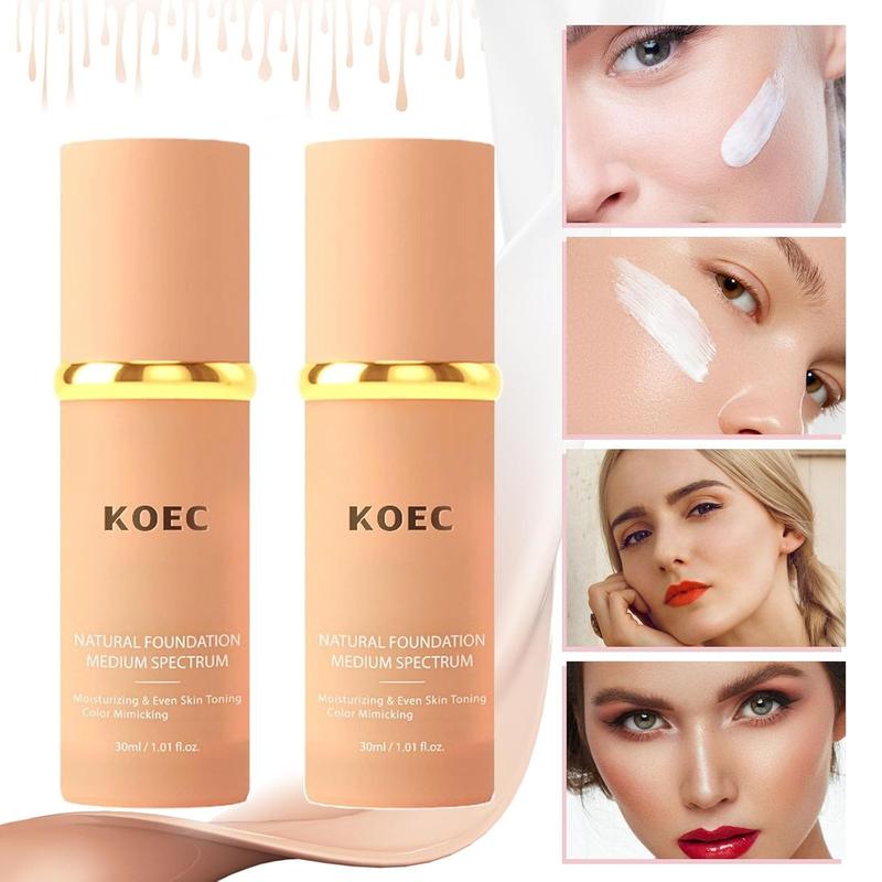 KOEC Bionic Foundation 4 in 1 - Light Spectrum, Foundation 4 in 1 Medium Spectrum, 4 in 1 Foundation Liquid Hydratin Full Coverage Concealer Color Mimicking Foundation