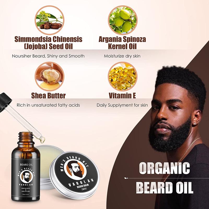 Men's Gift Kit, Beard Grooming Kit with Beard Oil, Balm, Brush, Wash, Wax, Comb, Scissors, Beard Care Kit for Men, Birthday Gifts for Men, Christmas Gift for Men Boyfriend Dad Husband Brother Fiance Hair Care Argan