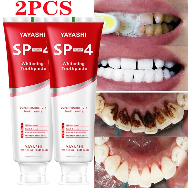 YAYASHI SP4 Probiotics Teeth Whitening,Helps Remove Surface Stains,Whitens Teeth,Deep Cleaning Care,Strengthens Tooth Enamel,Protects Against Cavities healthy toothpaste pasta dental oral health natural oral