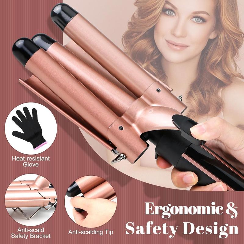 5-in-1 Curling Iron Set, Curling Wand with 3 Barrel  Crimper Iron and Interchangeable 4 Curling Irons, Dual   Waver with 2-LED Temp Control for All  Types, Glove & 2 Clips