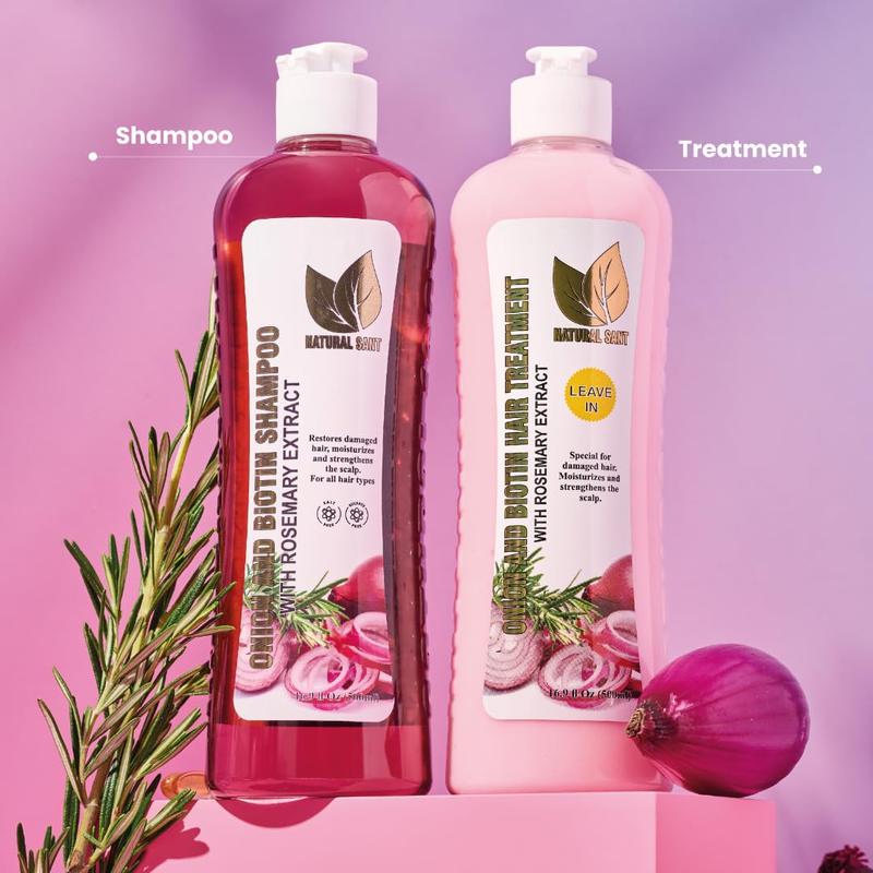 Onion Biotin and Rosemary Shampoo & Treatment for Stronger, Thicker and Longer Strands - Soft Shine, Anti-Hair Loss and Thinning, Growth Formula, Paraben and Silicone Free Conditioner