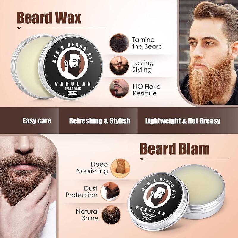 Men's Gift Kit, Beard Grooming Kit with Beard Oil, Balm, Brush, Wash, Wax, Comb, Scissors, Beard Care Kit for Men, Birthday Gifts for Men, Christmas Gift for Men Boyfriend Dad Husband Brother Fiance Hair Care Argan