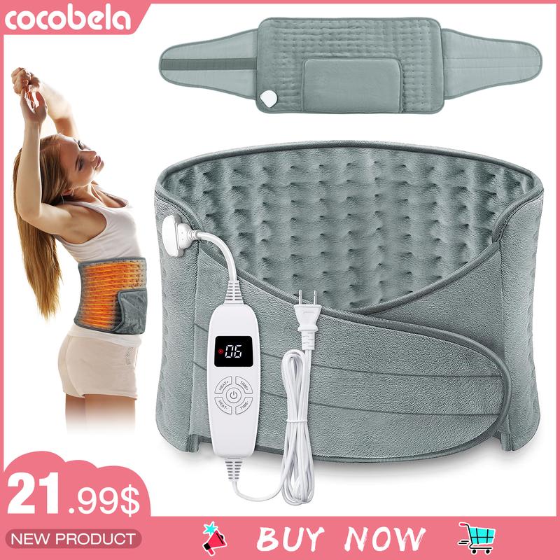 COCOBELA Heating Pad,Heating Waist & Neck Pain Tissue Massage Device, 6 Heat Levels, 4 Timer Auto-Off, Adjustable 20