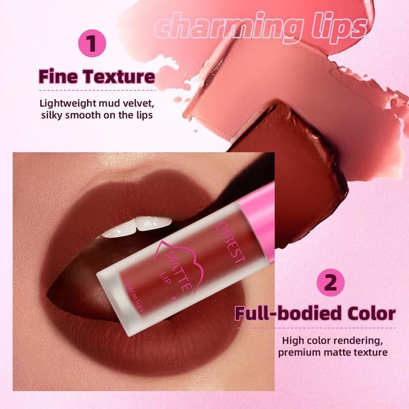 Long Lasting Matte Lip Gloss, 1 Count Waterproof Moisturizing Lipstick, Easy Coloring Lipstick, For All Occasions Lip Makeup