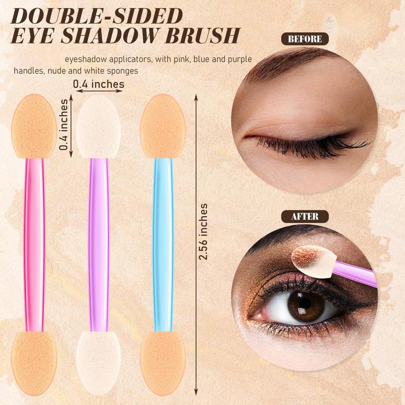 Disposable Double-ended Eyeshadow Sponge Applicators, Mixed Color Eyeshadow Brush for Christmas Gift, Professional Makeup Tools for Women