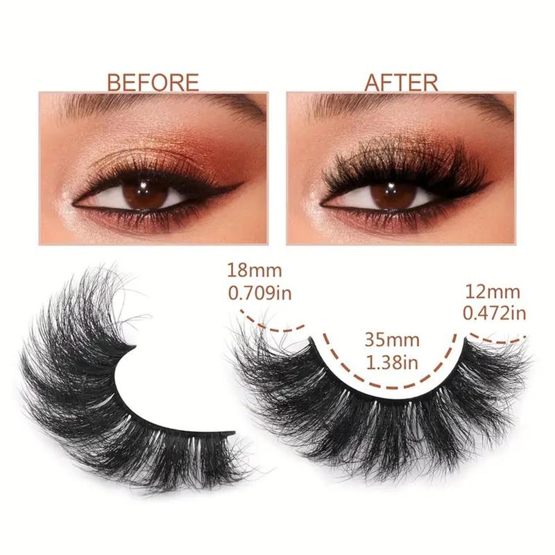 Fluffy False Eyelashes, 7 Pairs 20mm 8D Wispy Natural Curling Eye Makeup Strip Lashes, Russian Lash Artist Lashes, Volumized False Eyelashes for Women and Girls Eye Makeup Enhancement, Christmas Gift