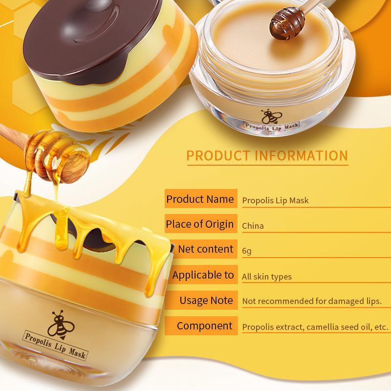 Propolis Moisturizing Lip Mask, 6ml Propolis Lip Balm, Hydrating Lip Mask For Preventing Dry Cracks And Reducing Lip Wrinkles