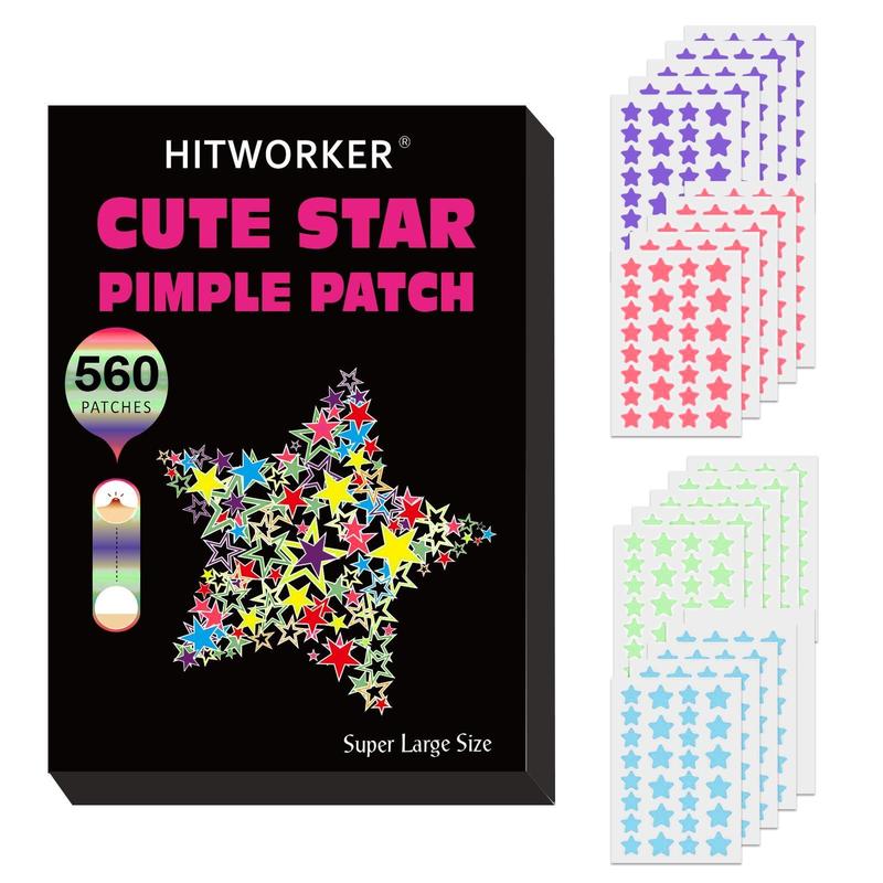 Pimple Cover Patch, 560pcs set Acne Cover Patch, Hydrocolloidal Pimple Patch, Invisible Star Shape Sticker, Cleanser for Ance-prone Skin, Pimples Patches Peel Off for Women & Men, Fall Gift, Stickers, Christmas Gift