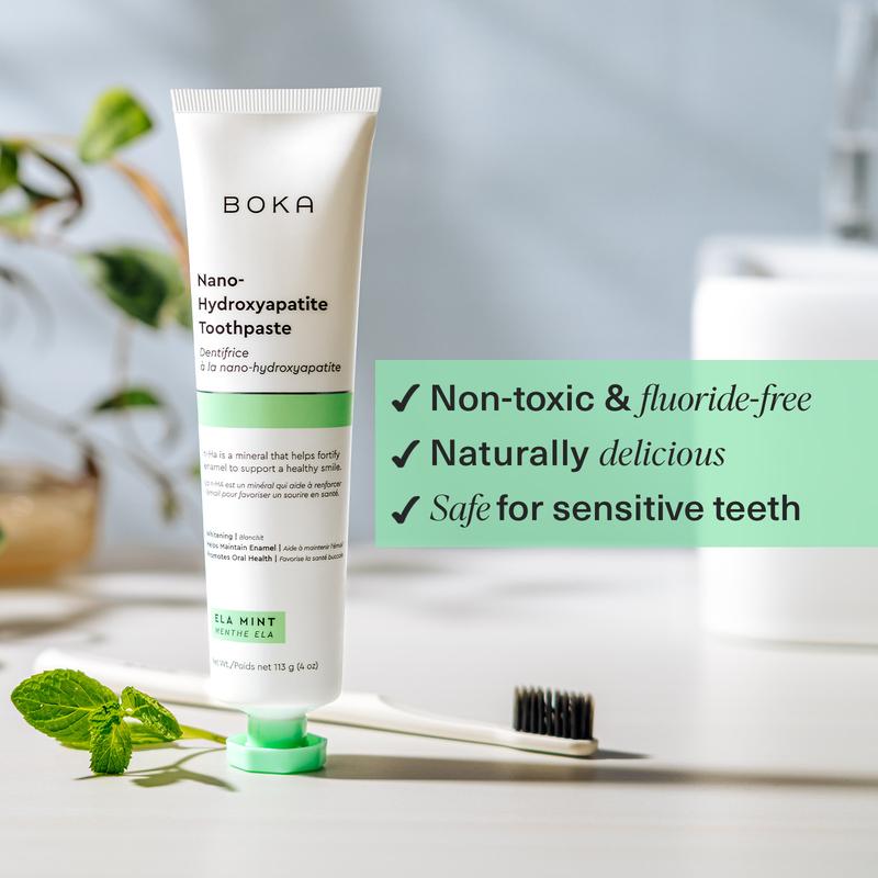 Flouride Free Ela Mint n-Ha Toothpaste Oral - Cool, Refreshing, Whitening and Remineralizing boka toothpaste Daily Pack