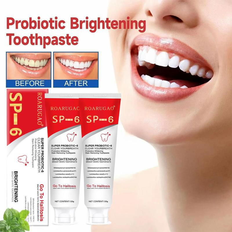 SP-6 Probiotic Toothpaste：Enhanced Formula Balances The Oral Microbiome, Removes Stains, And Provides Long-lasting Fresh Breath. Mint Daily