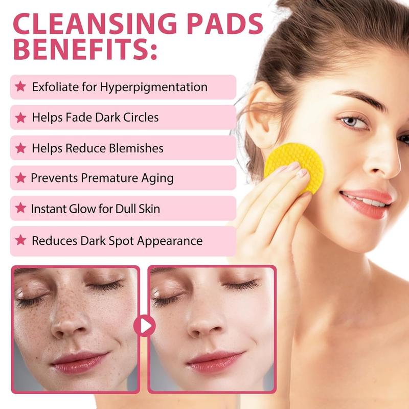 Turmeric & Kojic Acid Cleansing Pads with Vitamin C | Balancing Facial Cleansing Pads for Oil and Hydration | Brightening Skin Care Solution