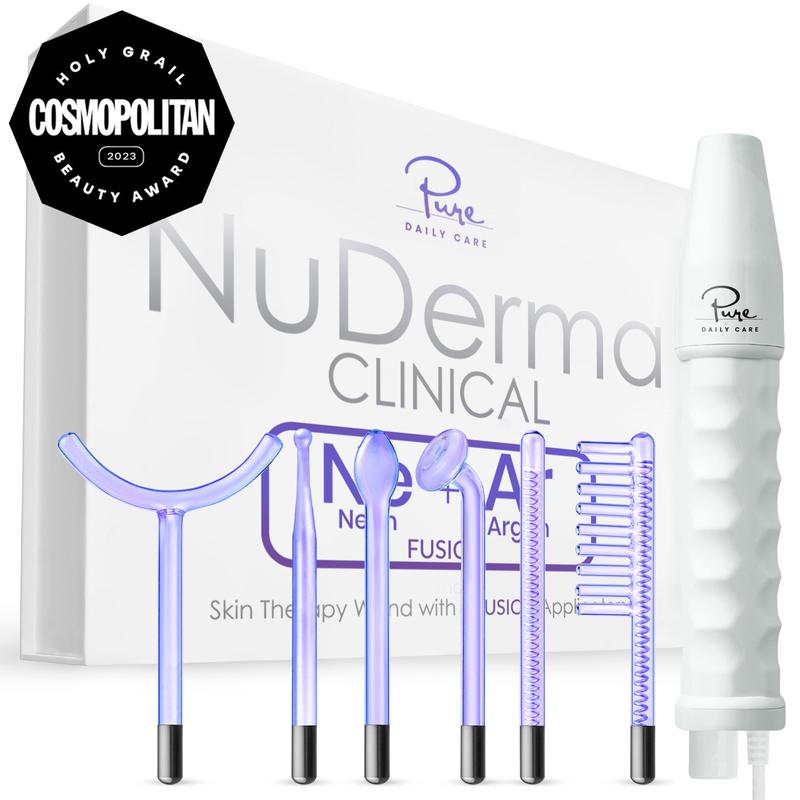 NuDerma Clinical High Frequency Wand with Fusion Neon-Argon Applicators Anti-Aging Anti-Acne by Pure Daily Care