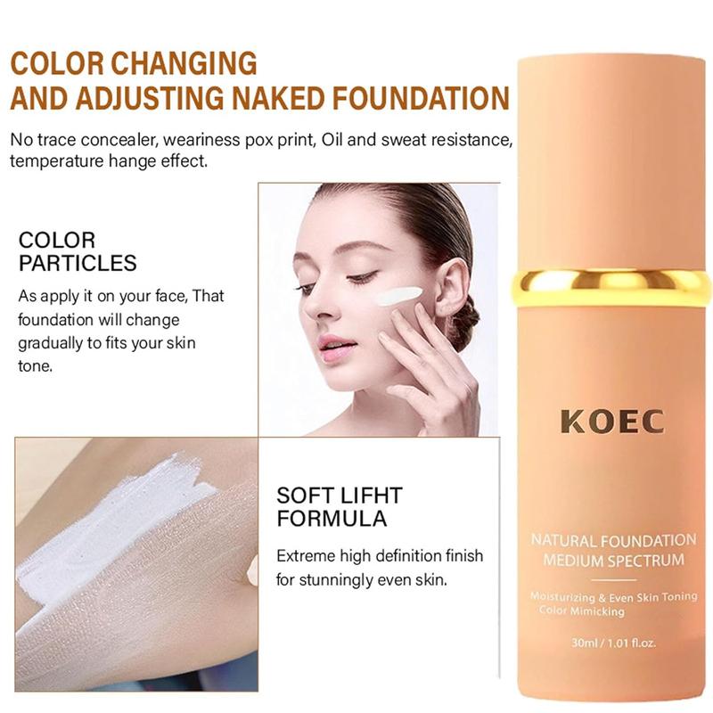 KOEC Bionic Foundation 4 in 1 - Light Spectrum, Foundation 4 in 1 Medium Spectrum, 4 in 1 Foundation Liquid Hydratin Full Coverage Concealer Color Mimicking Foundation