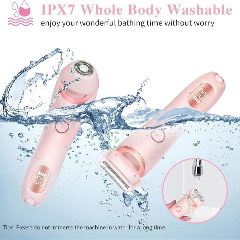 2 in 1 Electric Hair Remover, 1 Box Waterproof Electric Body Shaver & Accessories, Women's Hair Removal Tool for Arm, Underarm, Leg, Bikini Area, Face