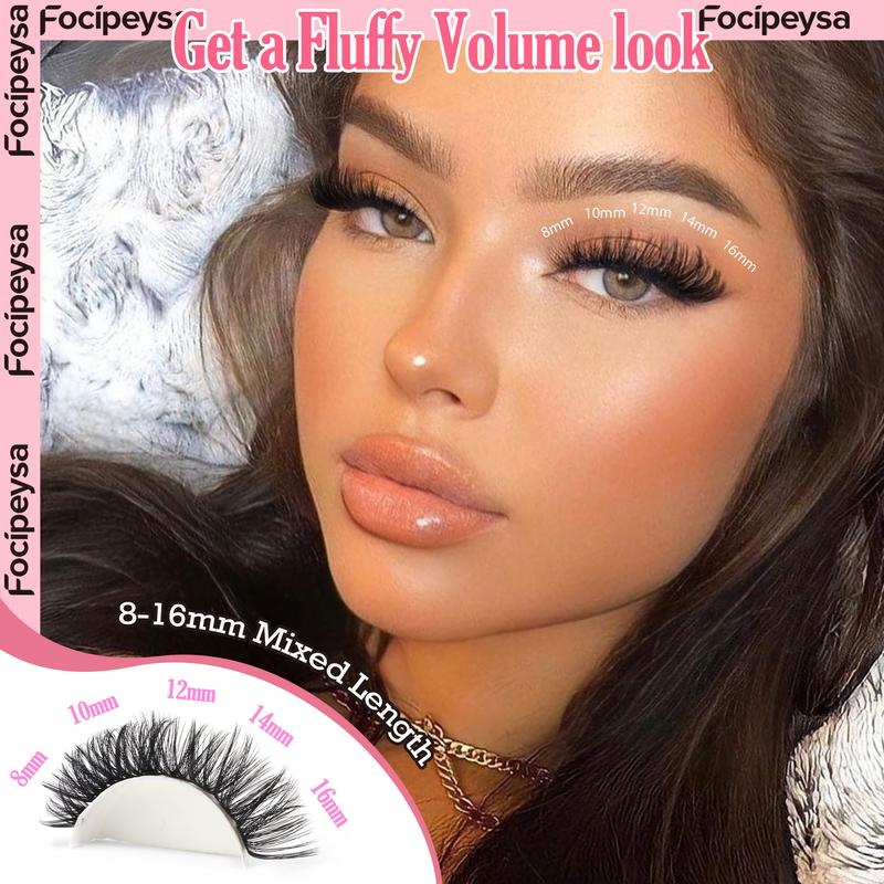 Focipeysa 3 Styles Lash Clusters Fluffy Volume Lash Extension Wispy Eyelash Clusters 70P 80P 90P Clusters Lash DIY Eyelash Extension Kit with Lash Bond and Seal Lash Applicator for Beginners D Curl Lash Extensions (D-10-18MM-02A)