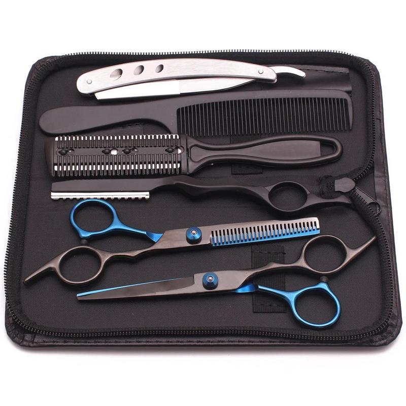 Hair Styling Tool Set, 7 Counts set Hair Clipper Set, Including Hair Scissors, Razor, Hair Comb, Hair Trimmer, Hair Styling Tool for Salon Home