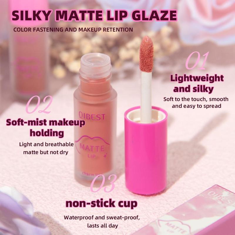 Long Lasting Matte Lip Gloss, 1 Count Waterproof Moisturizing Lipstick, Easy Coloring Lipstick, For All Occasions Lip Makeup