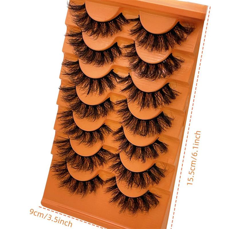 Fluffy Volumized False Eyelashes, 7 Pairs Faux Cluster Lashes, Natural Curling Eye Makeup Strip Lashes, Full Volume Eyelash for Eye Makeup Enhancement