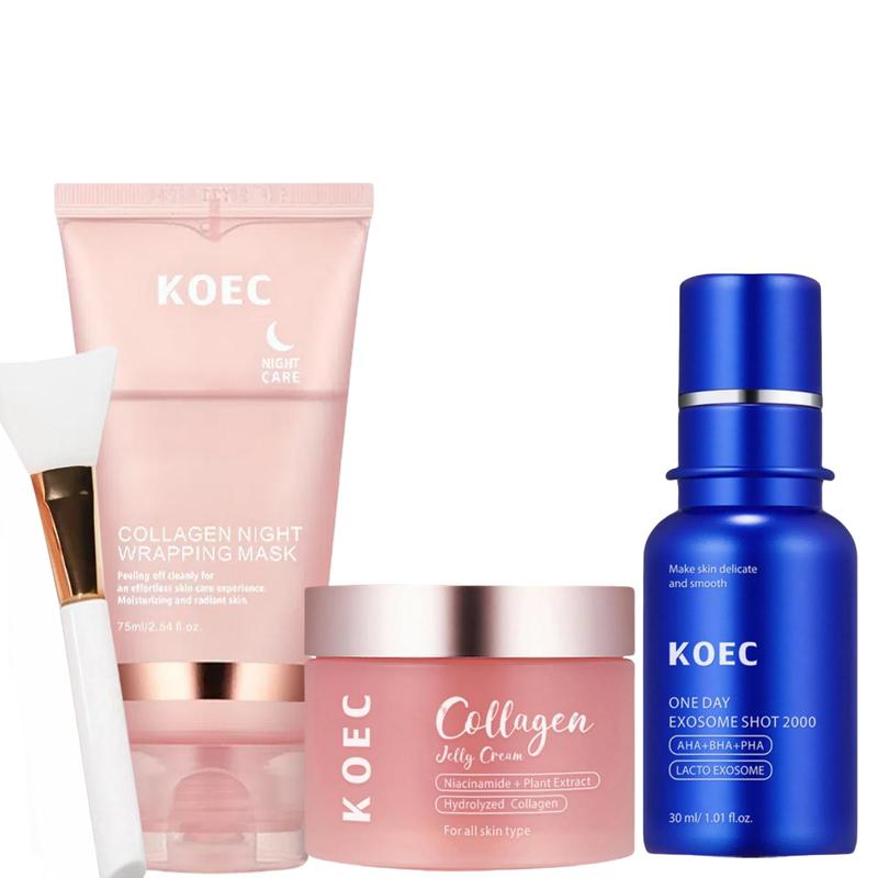 Collagen Night Wrapping Mask & Collagen Jelly Cream & Firming Facial Serum, 1 Set Moisturizing Hydrating Skin Care Kit, Daily Skincare Products for Women & Men, Beauty Care, Beauty Products, Beauty Kit