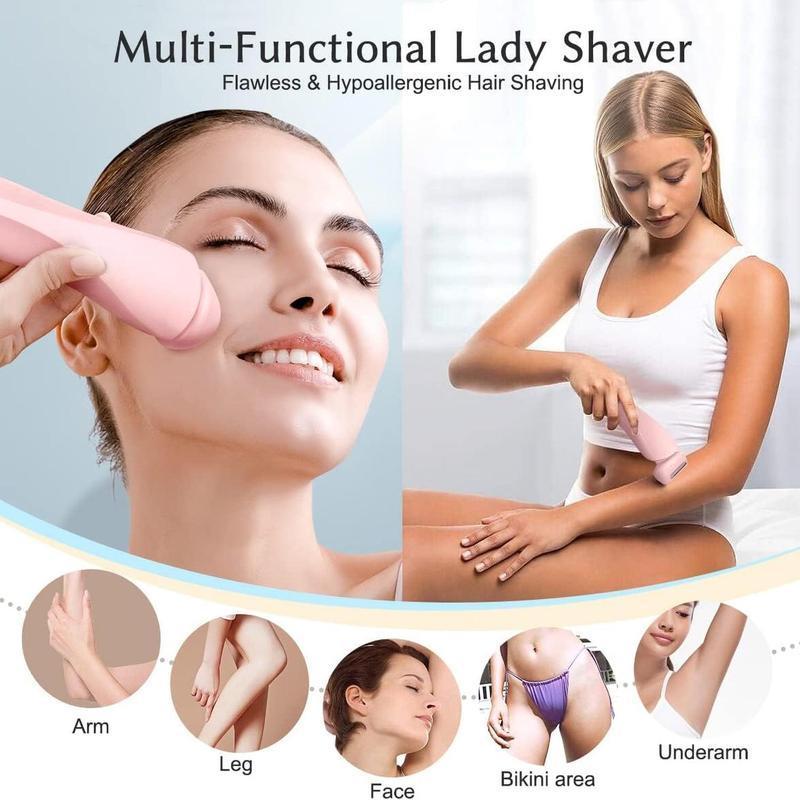 2 in 1 Electric Hair Remover, 1 Box Waterproof Electric Body Shaver & Accessories, Women's Hair Removal Tool for Arm, Underarm, Leg, Bikini Area, Face