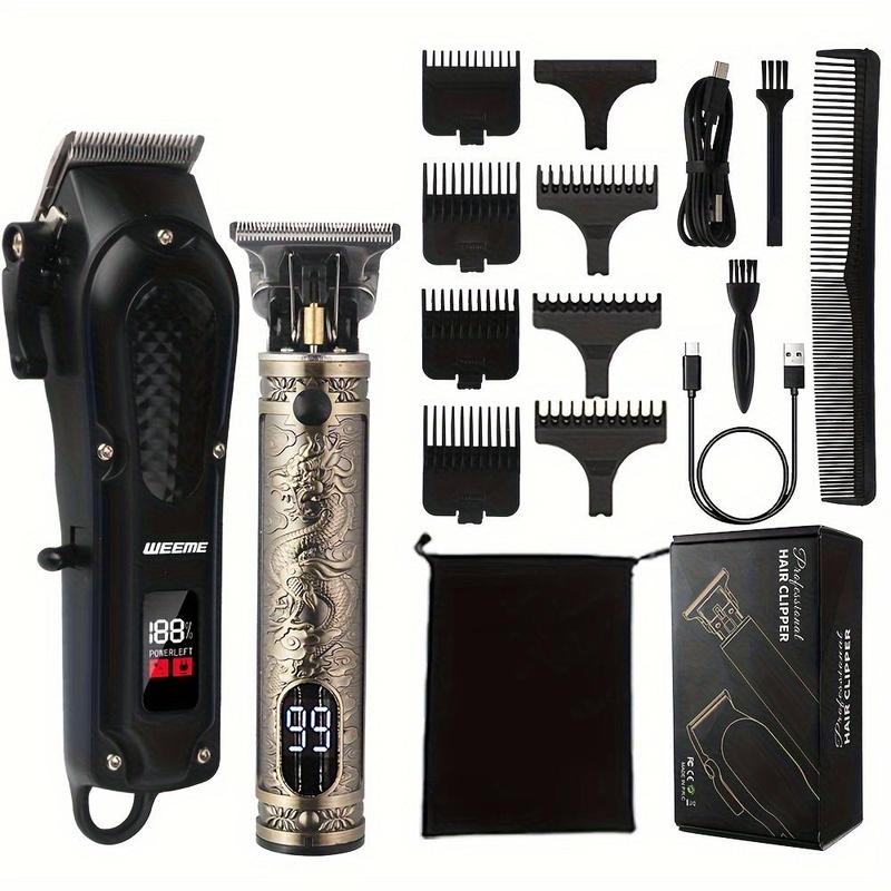 Rechargeable Hair Clipper Set, 1 Box Electric Hair Trimmer with LCD Display, Professional Hair Clipper for Men, Hair Cutting Set for Home and Barber