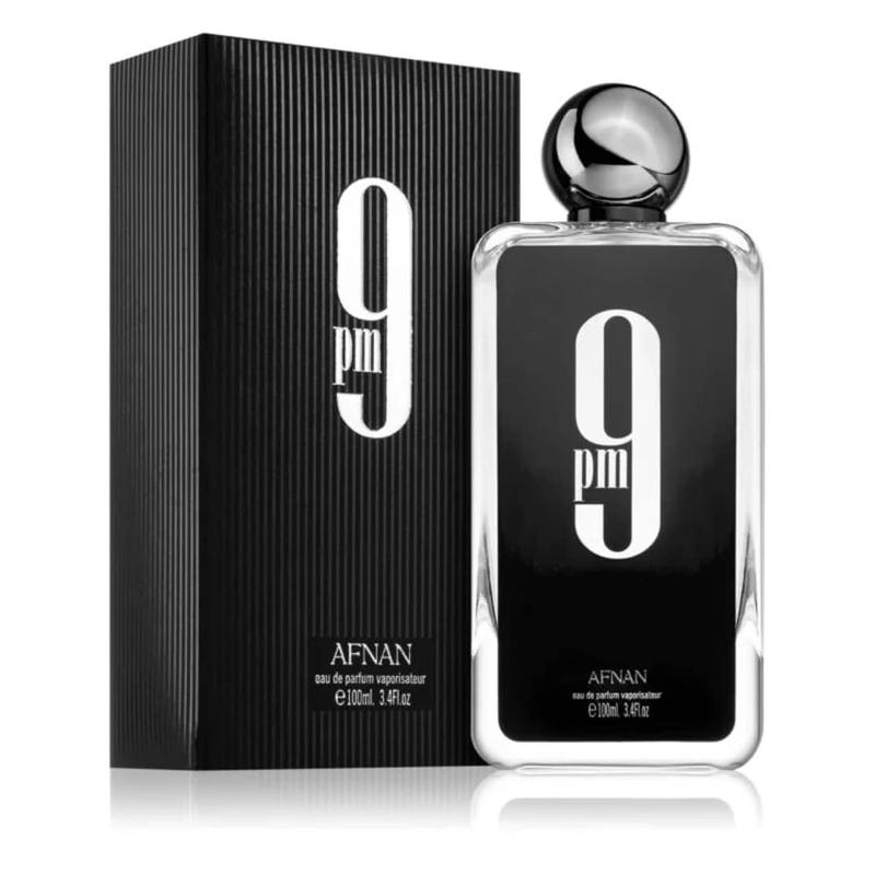 Afnan 9 PM Eau de Parfum Spray for Men 3.4 Ounce Amber Vanilla Cologne