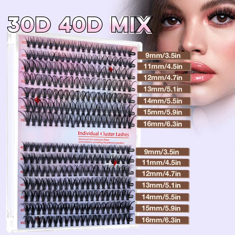 280pcs Individual Lashes Cluster D Curl Eyelash Extension Kit Lash Clusters with Lash Bond and Seal and Lash Applicator Tool for Self Application (KIT,30D+40D-9-16MIX)