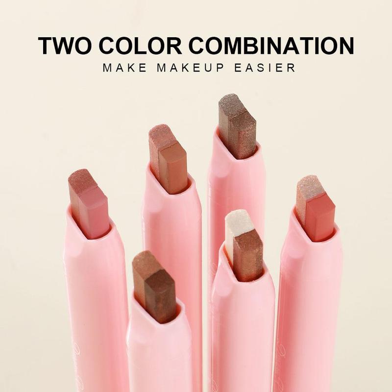 2 Color Eyeshadow Stick (1 Box), Matte & Glitter Eye Shadow Pen, Long Lasting Eye Makeup Tool for Women & Girls