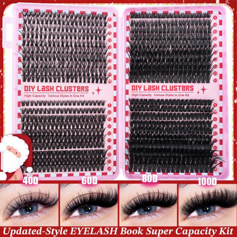 Eyelash Extension Kit, 1 Set Including 4 Boxes Lashes with Tweezers & Remover & Brush, Natural & Thick & Dramatic Eyelash for Holidays & Daily Life