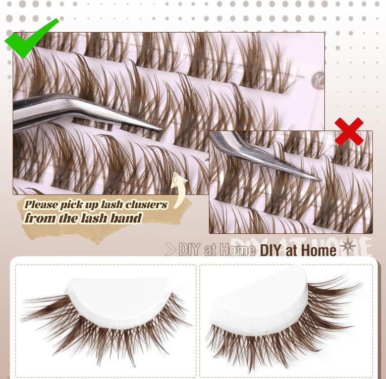 Brown Lash Clusters Wispy Eyelash Extensions Dark Brown Lash Extensions 10-16MM DIY at Home CC Curl Eyelash Clusters Natural Spiky Lash Individuals 120 Pcs Cluster Lash Pack by Mavphnee