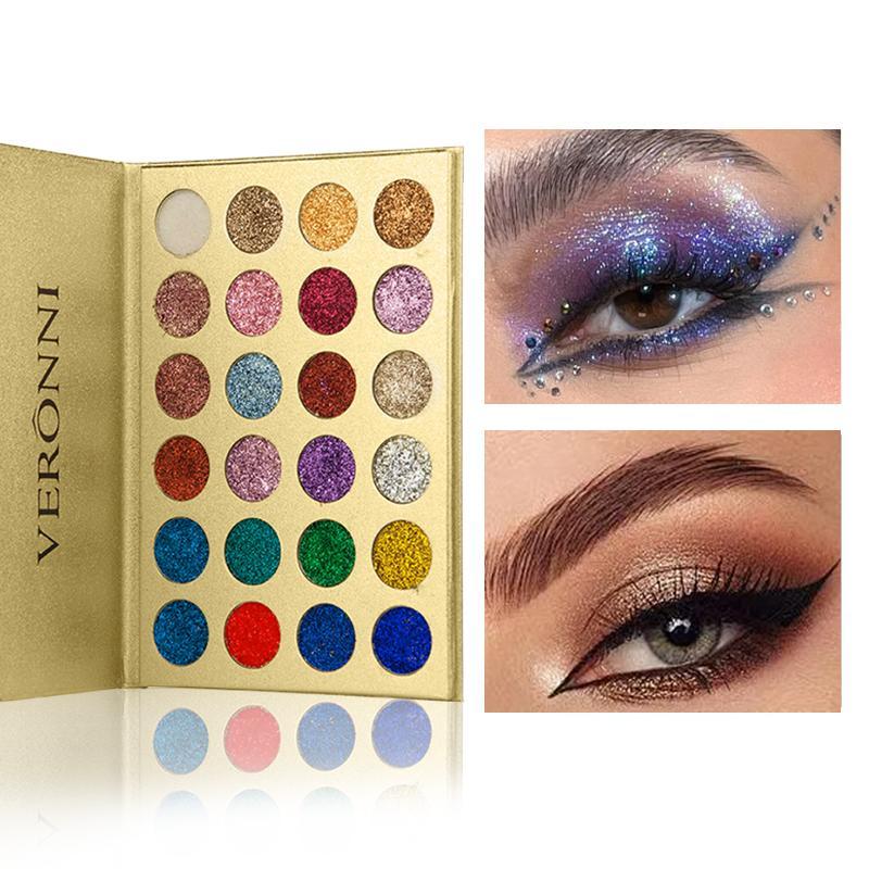 24 Color Glitter Eyeshadow Palette, Glitter Eye Shadow Makeup Palette, Long Lasting Shimmering Eye Shadow Makeup Products for Women,  Glossier Gifts for Her