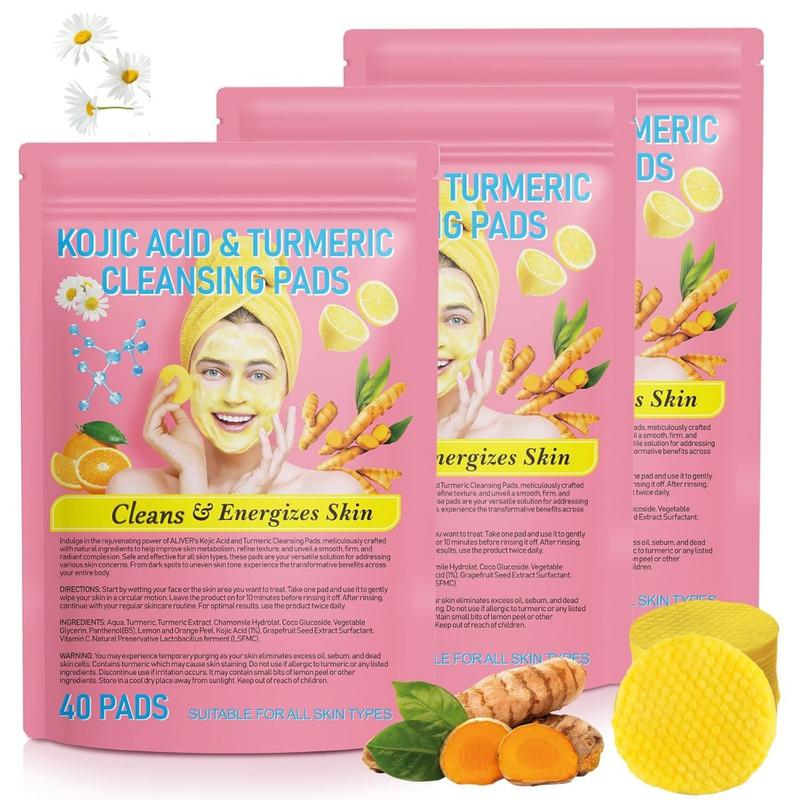 Turmeric & Kojic Acid Cleansing Pads with Vitamin C | Balancing Facial Cleansing Pads for Oil and Hydration | Brightening Skin Care Solution