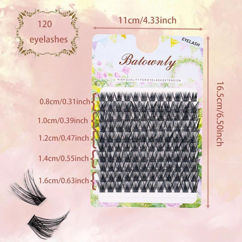 Natural False Eyelashes Kit, 1 Set Mixed Length Individual False Eyelashes with Glue & Tweezers & Remover & Brush & Eyelash Curler, Eye Makeup Accessories