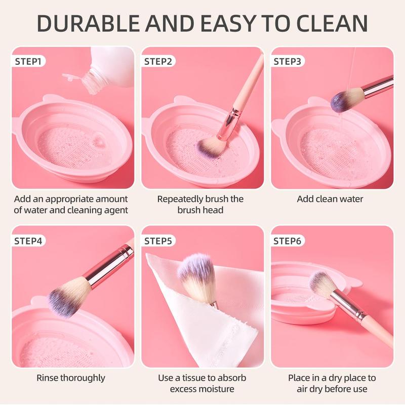 Makeup Tool Set, Makeup Brush & Headband & Wristband & Makeup Egg & Finger Powder Puff & Brush Bowl, Professional Makeup Tools for Women, Christmas Gift