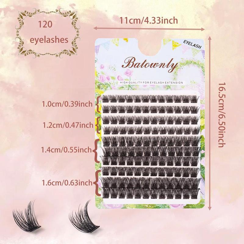 Natural False Eyelashes Kit, 1 Set Mixed Length Individual False Eyelashes with Glue & Tweezers & Remover & Brush & Eyelash Curler, Eye Makeup Accessories