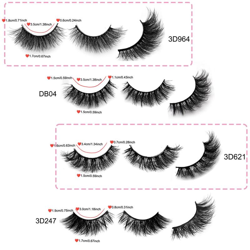 4 Styles Fluffy False Eyelashes, 24 Pairs Natural Look Eyelash Extensions, Self Grafting Curl Eyelashes, Eye Makeup Enhancement False Eyelashes for Women