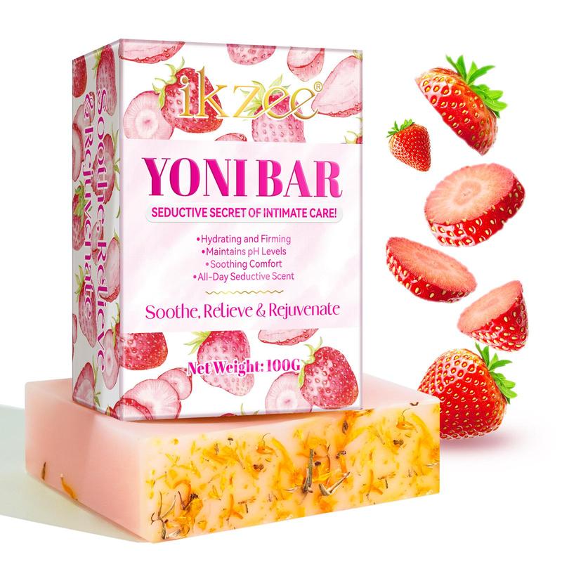 Strawberry Flavor Soap, 4 Counts Moisturizing Gentle Care Soap with Foaming Net, Bath Cleansing Soap, Suitable for Face and Body, Christmas Gift