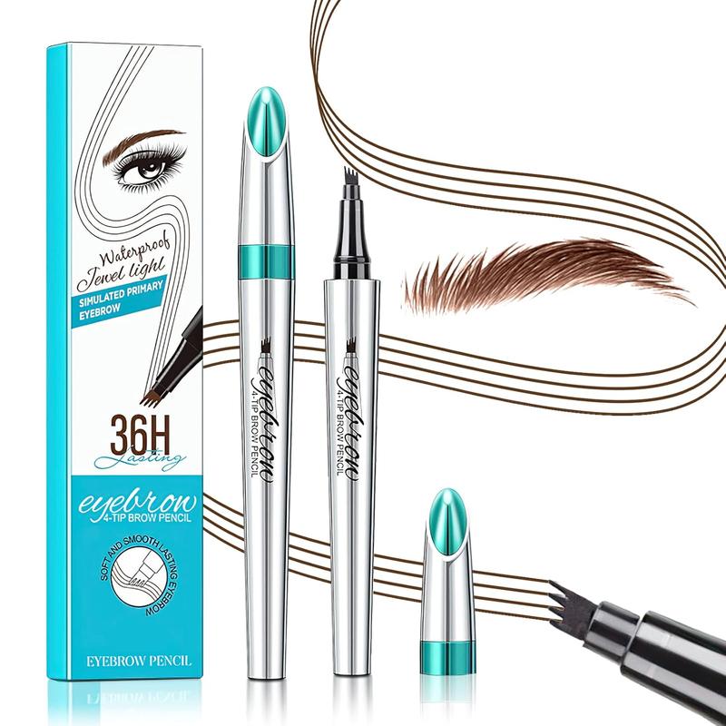 3D Waterproof Microblading Eyebrow Pen 4 Fork Tip Tattoo Pencil, Long-Lasting Brow Microfilling Eyebrow Pen, Easy to Use Microblade Eyebrow Pencil Eyebrow Brush (Dark Brown)