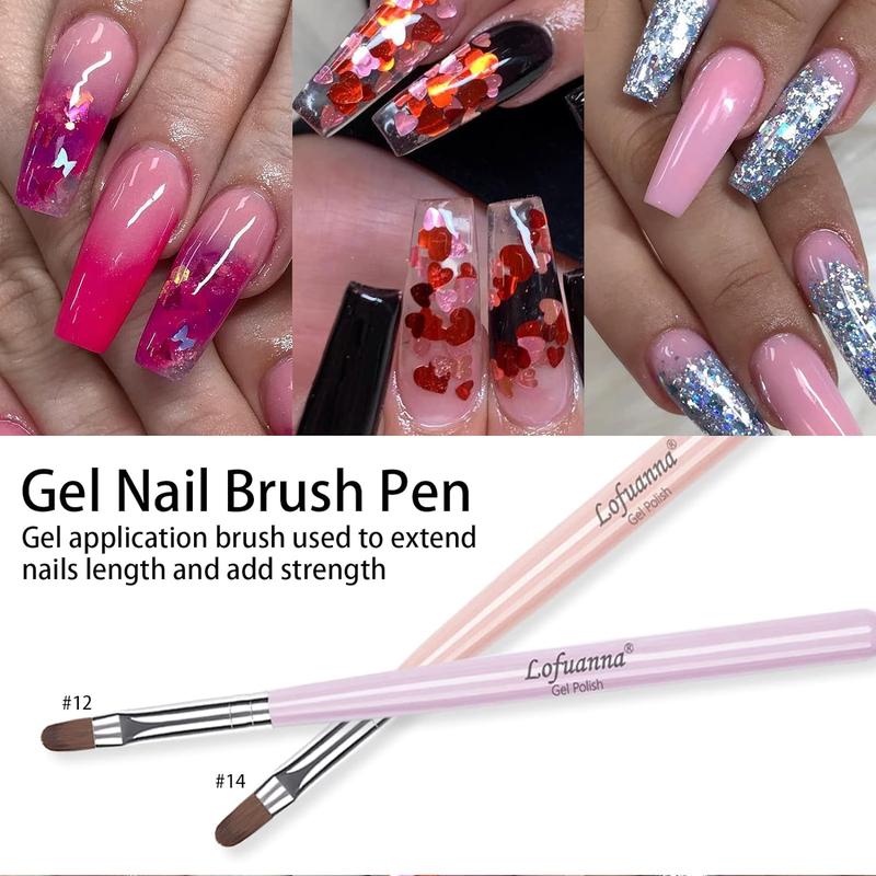 Gel Nail Brush Set, 7 Counts set Poly Extension Gel Brushes with Box, Professional Nail Nail Art Design Tool Kit for Home and Salon Use