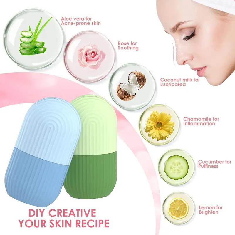 Comfort Portable Ice Face Roller, Daily Compress Facial Skin Care Tool, Silicone Ice Face Roller Shrink Pores and Contour, Remove Dark Circles