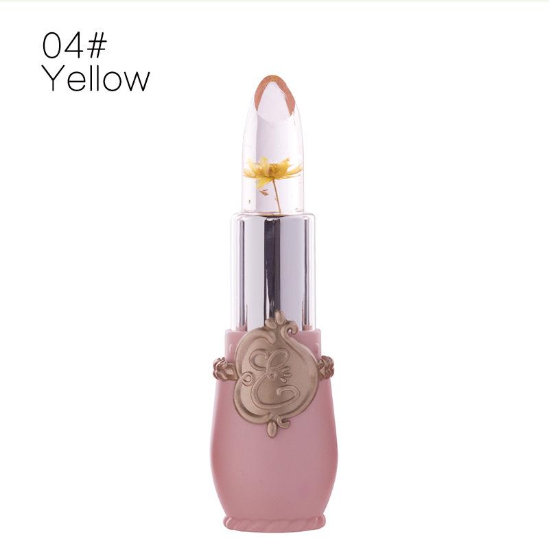 Ladies Flower Jelly Lipstick Temperature Change Moisturizer Lip Gloss Compact Makeup Color Hydrating Moisturizing Case