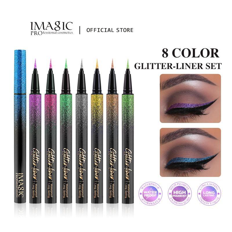 Glitter Liquid Eyeliner Set, 8 Counts set Long Lasting Shimmering Eyeliner, Waterproof Eye Makeup Tool for Women & Girls