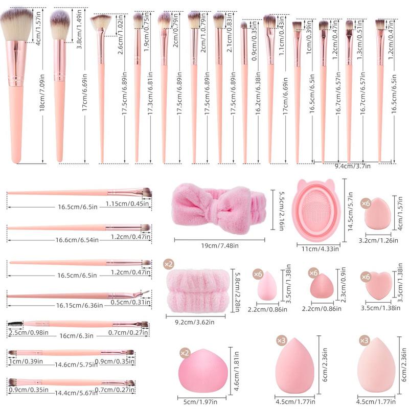 Makeup Tool Set, Makeup Brush & Headband & Wristband & Makeup Egg & Finger Powder Puff & Brush Bowl, Professional Makeup Tools for Women, Christmas Gift