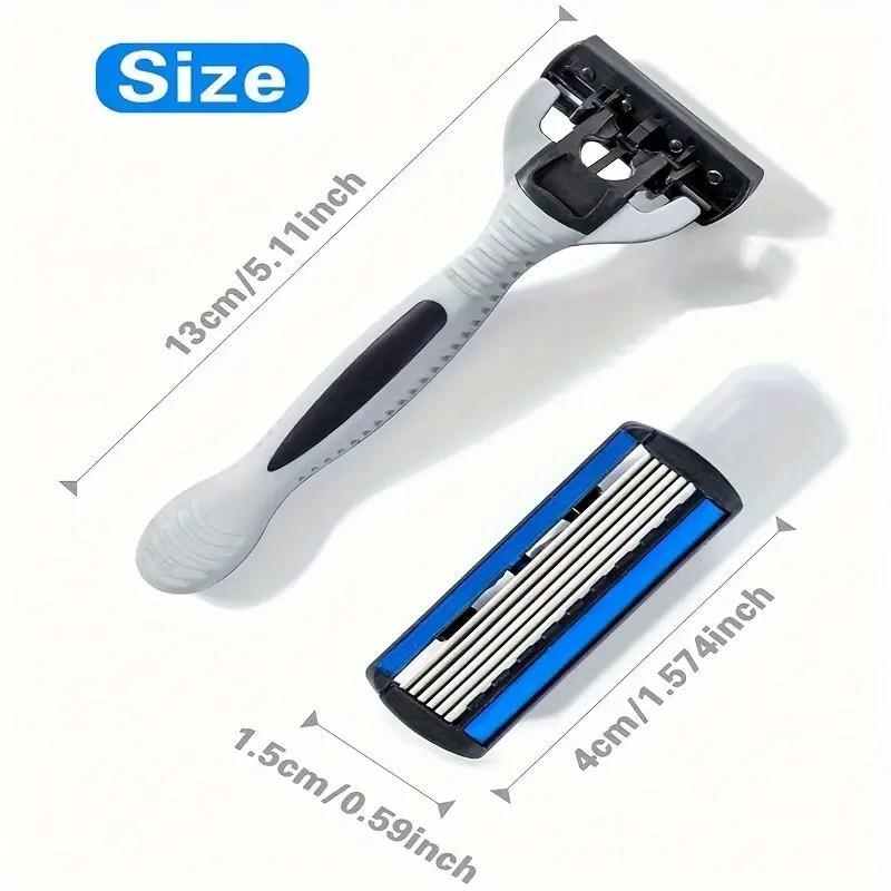 Men's Manual Razor Set, 26pcs set 6 Layer Blade Razor Holder & Blade, Durable Razor Holder & Blade, Ideal Gift for Men