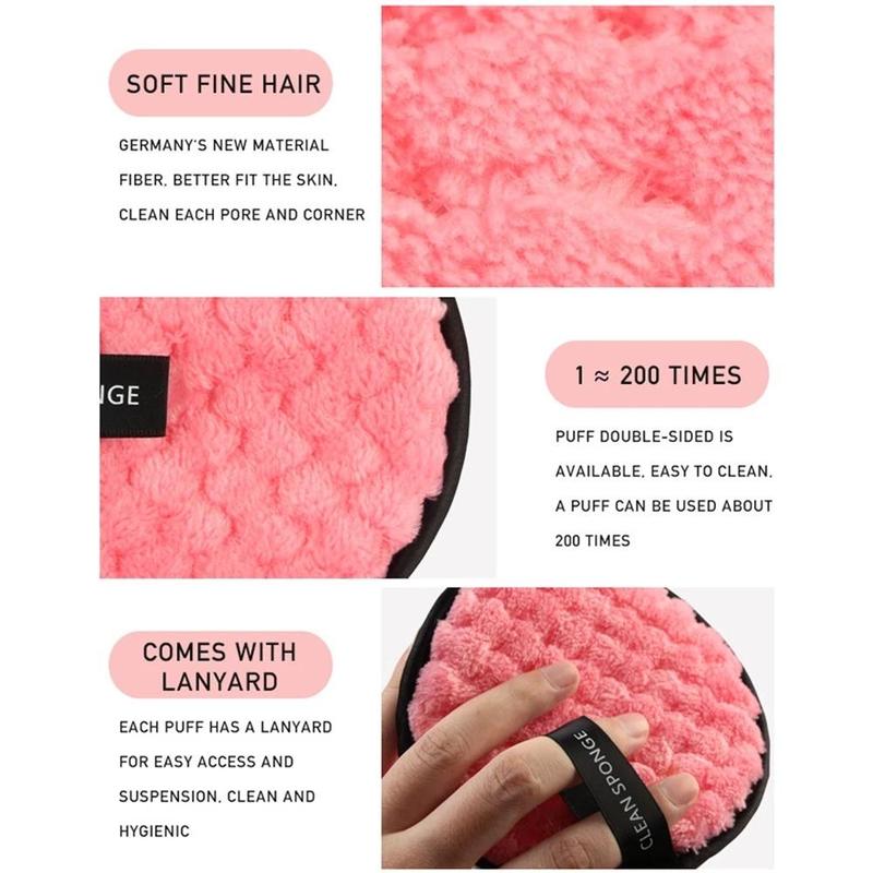 Microfiber Makeup Remover Pad, Double-sided Soft Facial Cleaning Puff, Reusable Cosmetic Removing Cloth, Washable Facial Cleansing Tool for Women & Girls