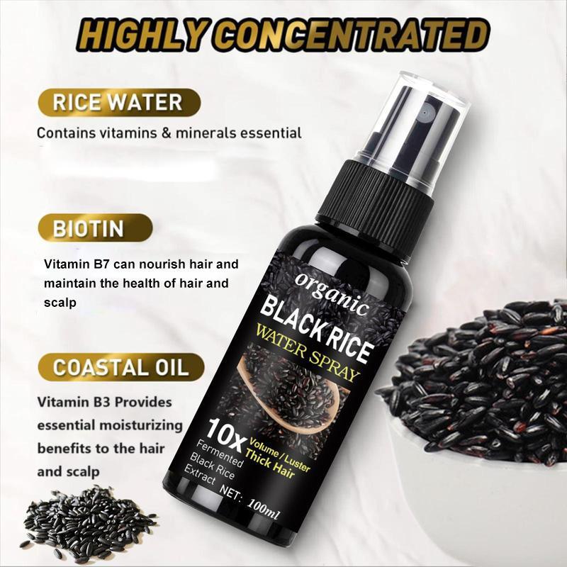 Organic Black Rice Water Spray, Hair Care Product for Improves Hair Quality, Black Rice Extract Hair Care Spray for Women & Men